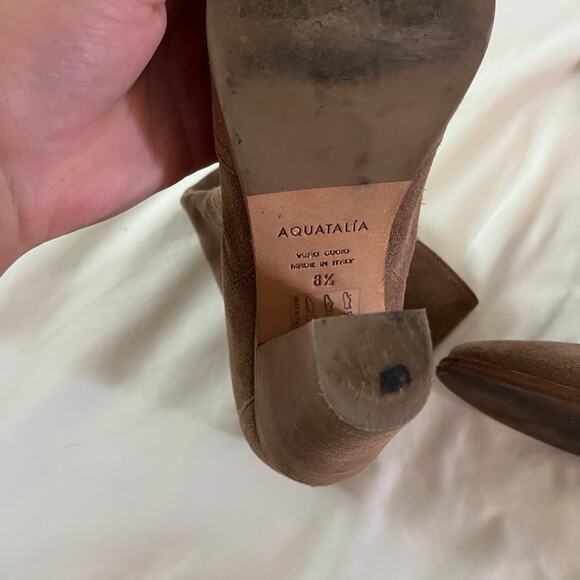Aquatalia Brown Suede Block Heel Boot Sz 8.5 Western Casual - Picture 6 of 6